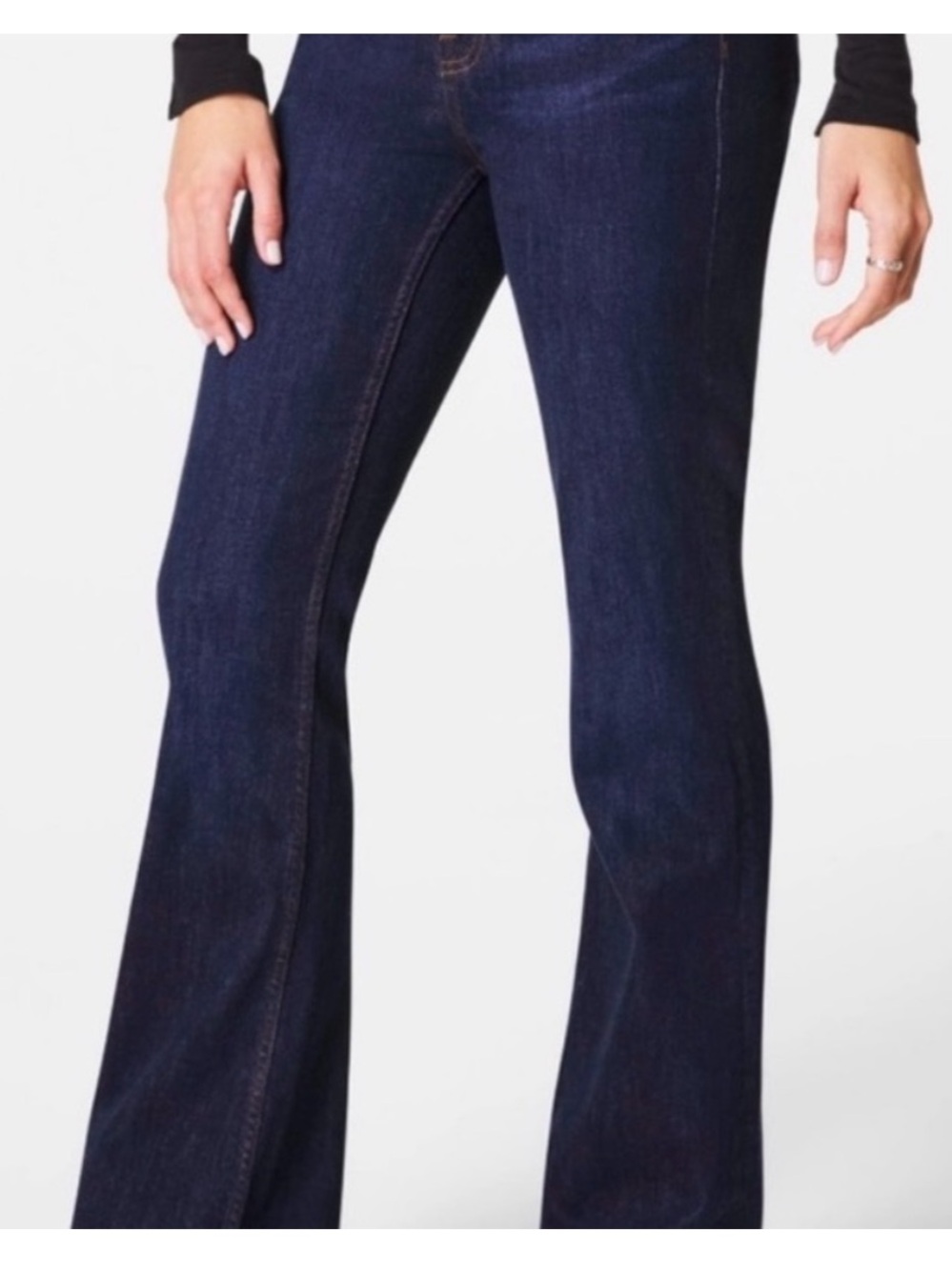SPANX EveryWear Pull-On Flare Jeans Tall XL Dark Indigo Raw Tummy Control 21266T - Picture 2 of 11